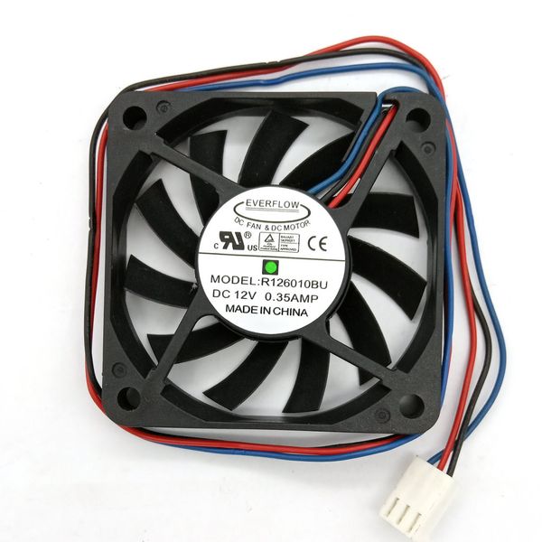 Original EVERFLOW R126010BU DC12V 0,35A 60x60x10MM 3 linhas ventilador de refrigeração do computador