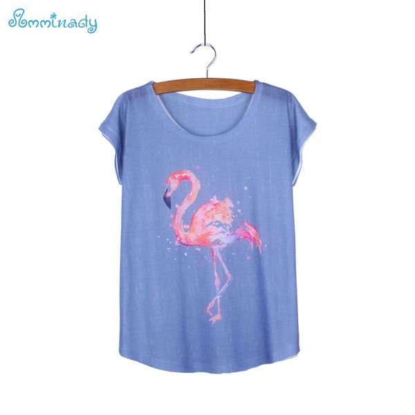 

novelty flamingo print fashion girls summer tees blusas women t-shirts wholesale female clothing ing, White