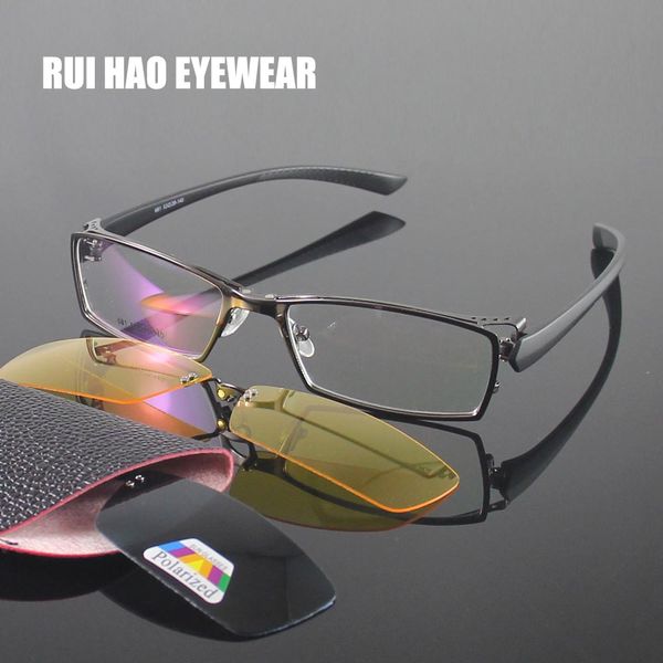 

rui hao eyewear optical eyeglasses frame men women full rimless design polarized sunglasses clip on night vision glasses clip, Silver