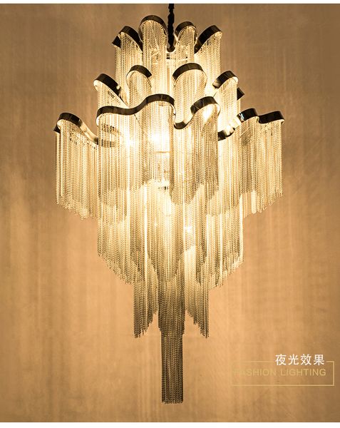 

french empire aluminum chain chandelier light fixture lustre hanging suspension lamp luminaria chain project lighting