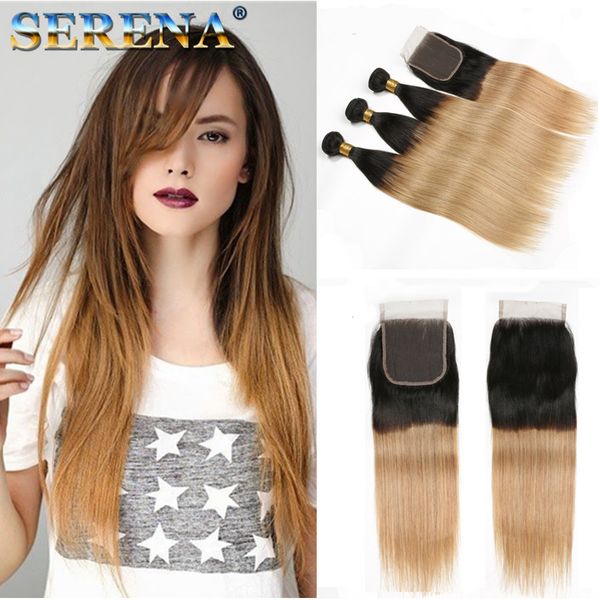 2020 Hot Sexy Ombre 1b 27 Blonde Long Silky Straight Hairstyle