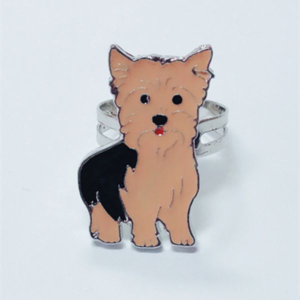 

yorkshire terrier rings for women men silver color zinc alloy open adjustable male female dog ring fashion jewelry with gift box, Golden;silver