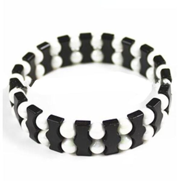 Natura Saúde Benefício Turmalina Beads Germânio Energia Link Cadeia Bracelete Poderoso Pulseira Pulseira Pulseiras Para Homens Mulheres