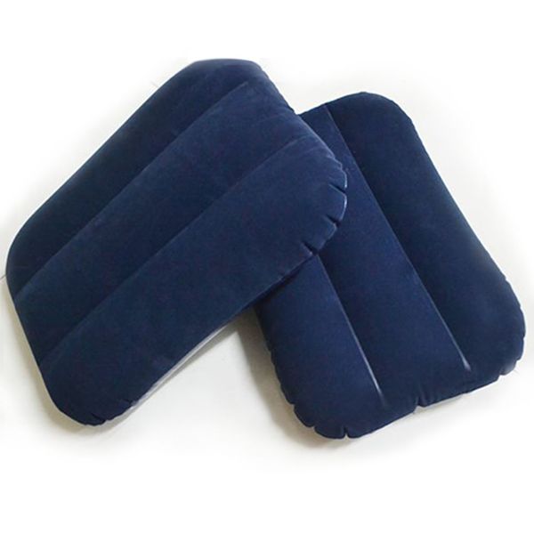 

new outdoor travel folding air inflatable pillow dark blue portable flocking cushion for plane l