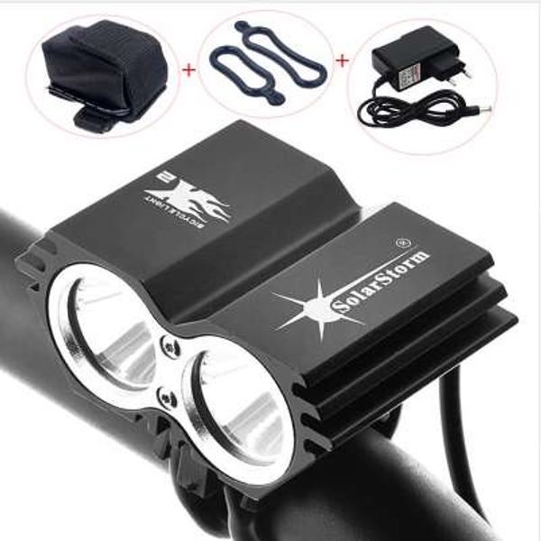 SolarStorm Bicicletta Bicicletta Luce Anteriore 5000 Lumen 2x XM-L U2 Torce LED Lampade Per Bici + Batteria + Caricabatterie