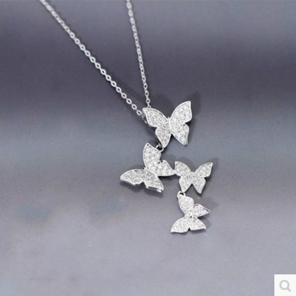 

s925 pure silver necklace korean fashion butterfly personality chain female jewelry