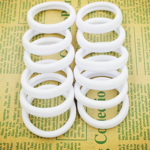 

2015 new 50pcs/bag 40mm pure white hair holders rubber bands elastics girl women tie gum fashion ing