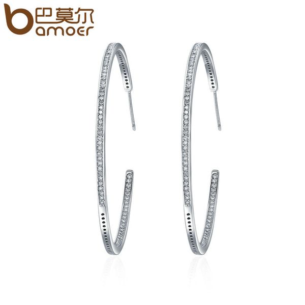 

whole salebamoer new collection silver color luminous clear cz circle hoop earrings for women fashion earrings jewelry gift yie115, Golden;silver