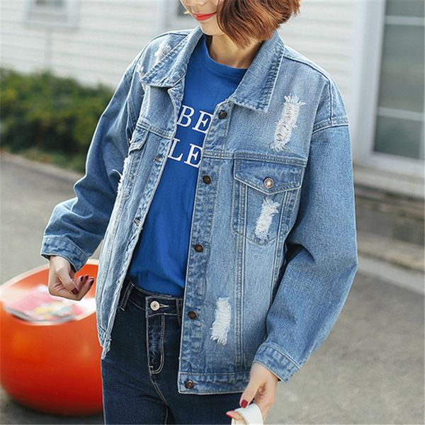 

women denim jacket vintage coat autumn winter long sleeves jackets jeans lapel basic single breasted casual outwear, Black;brown