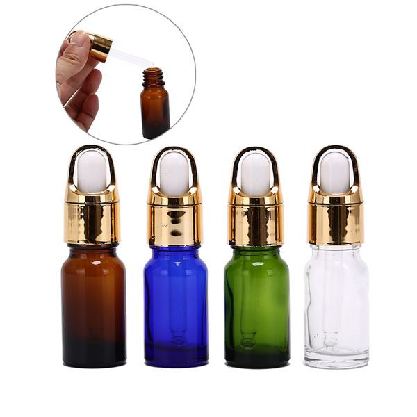 

10ml empty blue glass essential oil dropper bottle dropper lid vials refillable portable travel box