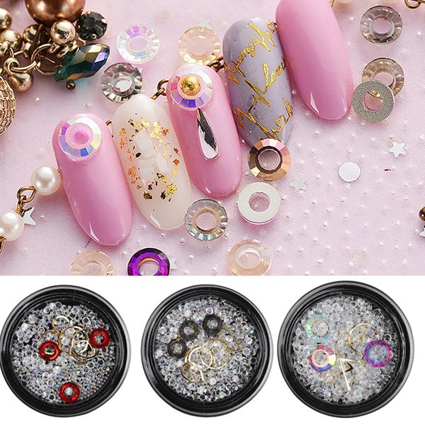 

diy nail decoration mixed acrylic rhinestones alloy metal ring frames irregular nails decor manicure 3d nail art decoration, Silver;gold