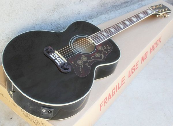 

Оптовая 43 " черная классическая акустическая гитара SJ с ЖК-пикапами из пяти сегментов, палисандровая гриф, Палисандровая спинка / сторона, костяное седло / гайка,