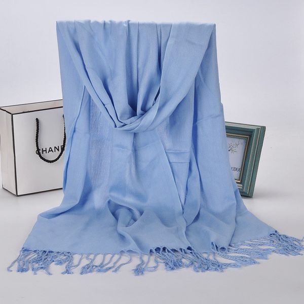 

blue new tassel winter scarves for women shawls and wraps lady solid long cashmere head scarves hijab stoles, Blue;gray