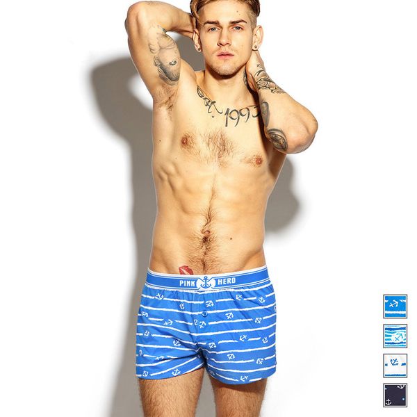 

qizxim anchor pattern cotton boxers print home beach short underpants couples underwear men shorts lovers panties arrow pants, Black;white