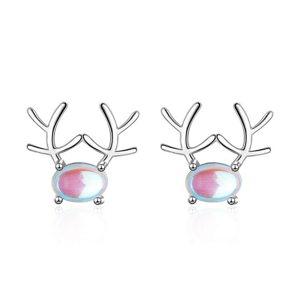 

ed651 bird earrings cute lovely cool zircon pendant stud earring shinning cubic stone young lady silver needle animal elk, Golden