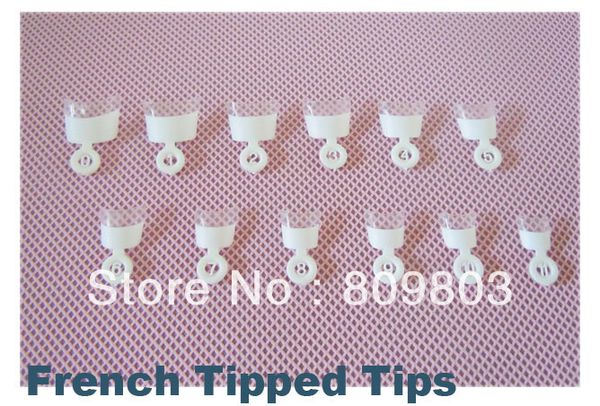 

hipping - 600 tips medium white french nail wrap tips / french tipped, Red;gold