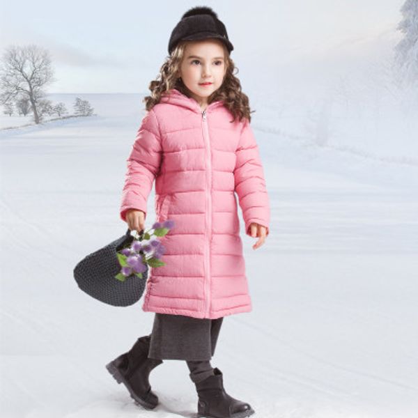 

cross border for -2018 autumn winter children cotton padded girls long feather down cotton jacket, Blue;gray