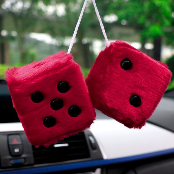 Car Pendant Colorful Plush Dice Craps Jdm Automobiles Rear View