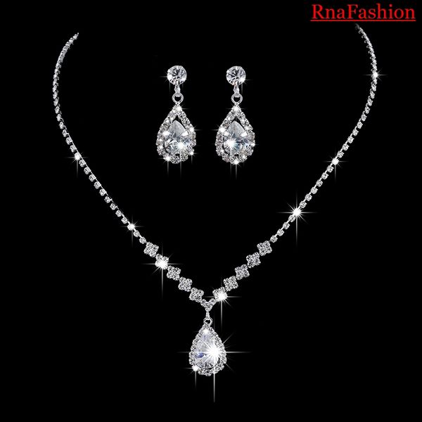 

Rnafashion Кристалл свадебные ювелирные наборы серебряный цвет кулон ожерелье серьги