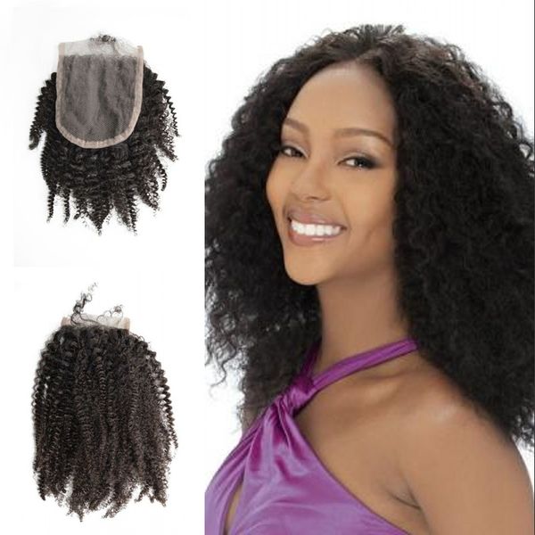 Top Grade 4x4 Lace Closure Afro Kinky Curly Indian Natural Human