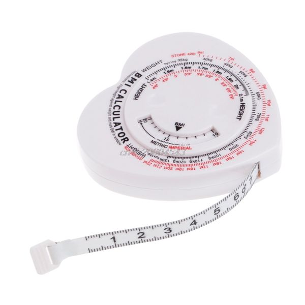 

1.5m heart bmi body mass index tape measure calculator body muscle diet weight loss rule tape measures tools r08 drop ship