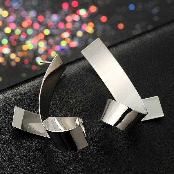 

trendy irregular geometric earrings for women alloy statement earrings 2018 big modern earrings vintage art jewelry, Silver