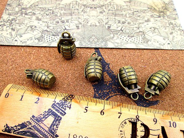 

12pcs-- 22*11mm antique bronze 3d grenade charm pendant, Bronze;silver