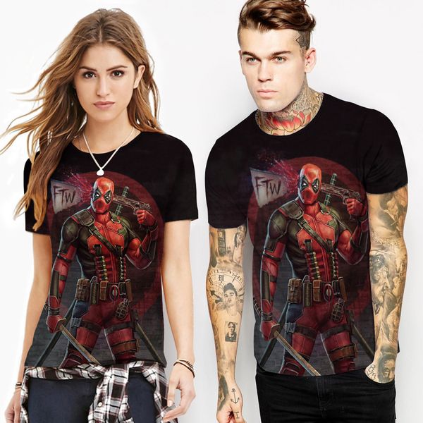 

mens womens 3d cartoon patterns print short sleeved tshirt elastic cotton loose tee eu size wholesale, White;black