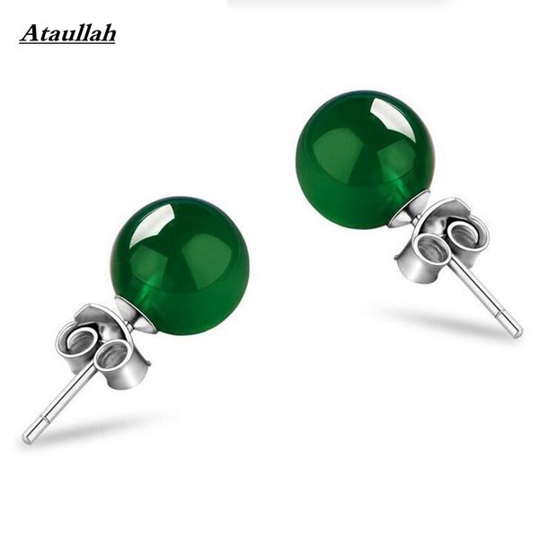

real 925 silver natural opal jade agate women stud earrings fashion anti-allergy 925 jewelry girl gift brand ataullah ewc029, Golden;silver