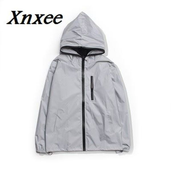 

2018 windbreaker men jacket spring autumn reflective 3m jackets movement hip hop waterproof windbreakers men coat fluorescence, Black;brown