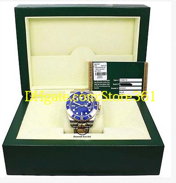 

luxury mens wristwatch original box certificate116613 18k yellow gold/steel blue dial ceramic watch 40mm, Slivery;brown