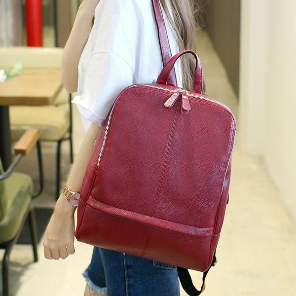 

wholesale- women backpack fashion preppy style school bags double zpper girls lapbackpack soft leather women bag