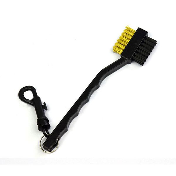 

2 sided brass wires nylon golf brush clip groove ball cleaner cleaning kit tool useful