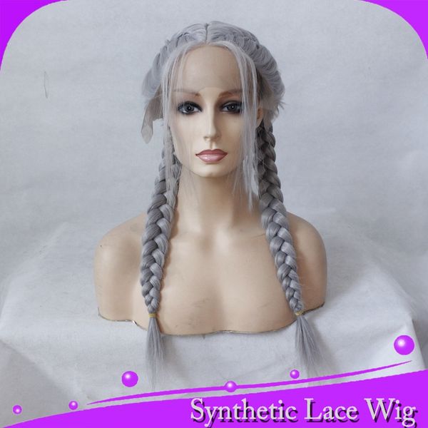 

mhazel 26in 180%density real hair looking middle part grey synthetic glueless wig baby hair for woman, Black