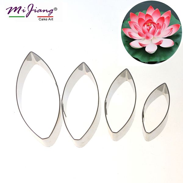

mijiang stainless steel water lily petal cutters set diy fondant cake decorating tools sugar paste cookie mold bakeware a342