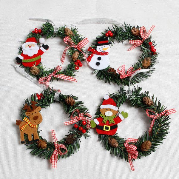 Snowman Christmas Deer Cloth Art Wreath Rattan Reed Wreath Garland