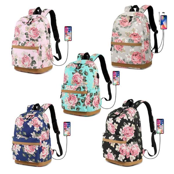 

canvas flower backpack laptravel daykpack school bag bookbags for teen girls