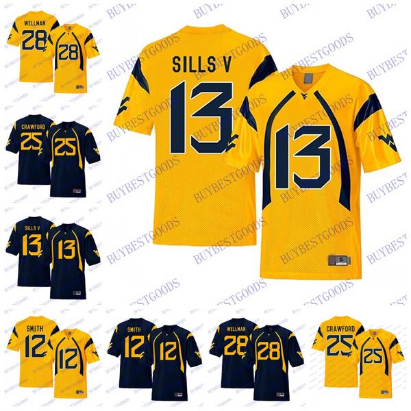 

ncaa wvu west virginia mountaineers 25 justin crawford 12 geno smith 28 elijah wellman 13 david sills navy gold college football jerseys, Black;red