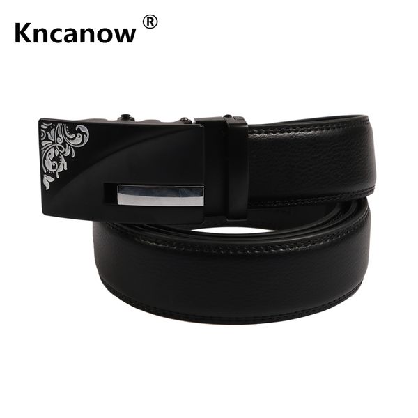 

kncanow 2018 metal belt buckle business casual shape metal mens overlength strap man ceinture buckle belt cowskin ing, Black;brown