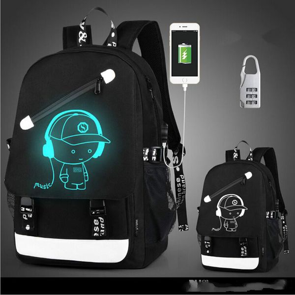 

мода usb зарядки световой рюкзак мужчины студенты сумки дорожная сумка компьютер рюкзак большой емкости сумка с противоугонной блокировки