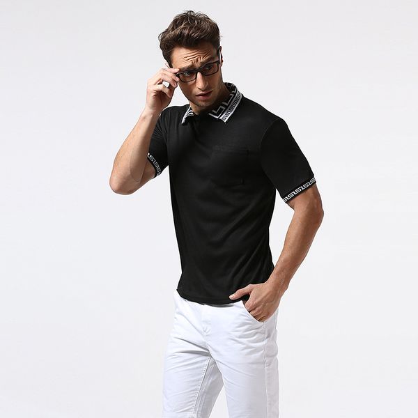

brand summer polo shirt men breathable business fashion casual mens short sleeve solid cotton polo shirts clothing, White;black