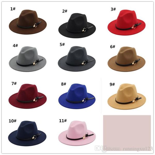 

12 шт. 11 цветов старинные женщины Элегантный Твердый войлок Fedora Hat Band Широкие Плоские Поля Джазовые Шапки Стильные Трилби Панама Caps R120