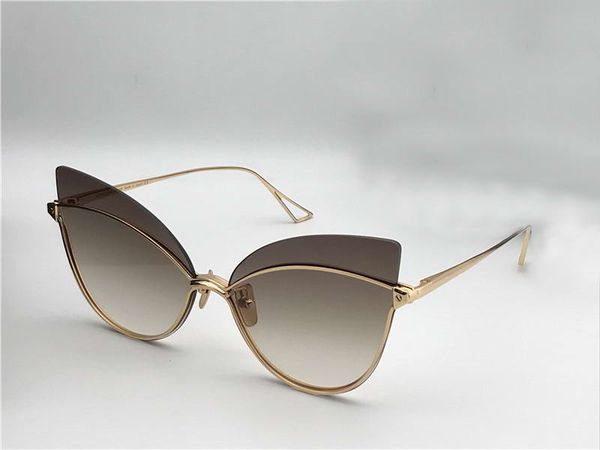 

womens night bird one gold cat eye sunglasses gold/brown shaded sonnenbrille fashion rimless sunglasses glasses shades with box, White;black