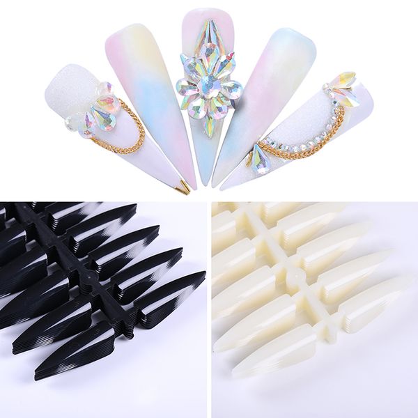 

240pcs false nail tips black nature transparent long shape stiletto nail false tips salon acrylic art tool tools, Red;gold