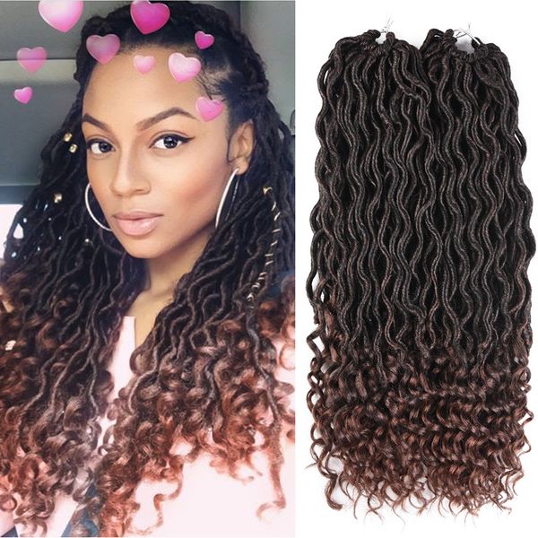 Tomo Crochet Braids 18inch Long Goddess Faux Locs Curly Hair Weave