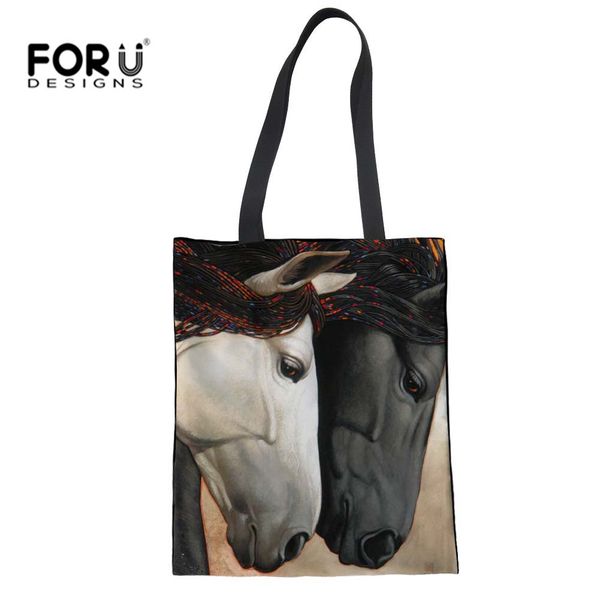 

forudesigns crazy horse print canvas women shopping bags large ladies eco tote shoulder bags handbags reusable women girls