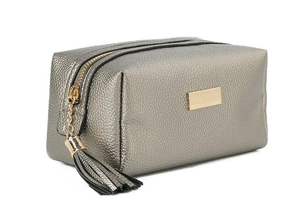

2018PU fashion pure gray tassel storage bag portable high-capacity travel wash bag