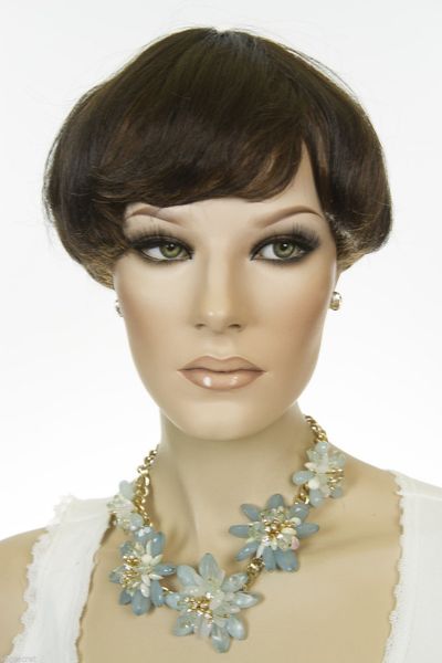 

fashion dark brown auburn brunette short straight hair wigs, Black;brown