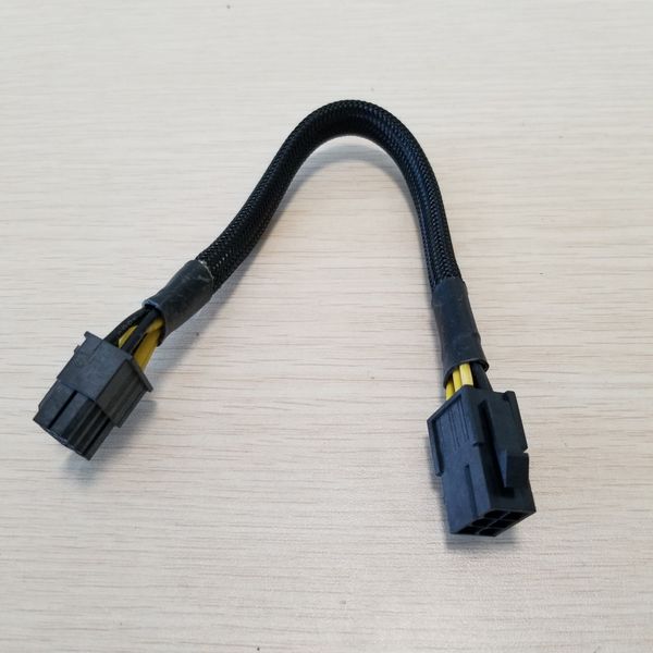 

10pcs/lot graphics card 6pin male to cpu 8pin female power supply extension cable with net cover 10cm