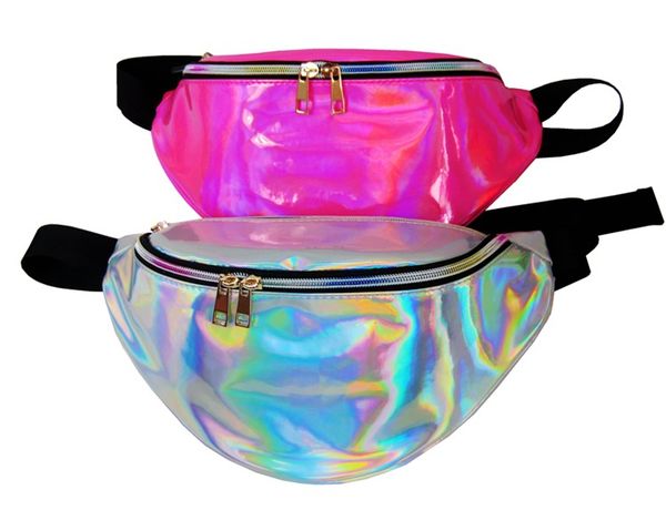 

wholesale-22 colors rainbow waterproof transparent bag punk fanny pack punk bum bag chic hologram purse fashion waist pack
